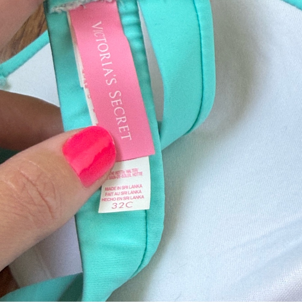 Rare Victoria's Secret Aqua Hottie Push Up Bikini Top and Matching Itsy Bottoms - Picture 10 of 10